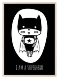 I Am A Superhero Print | Monochrome | Nursery Wall Art - Larosier Prints