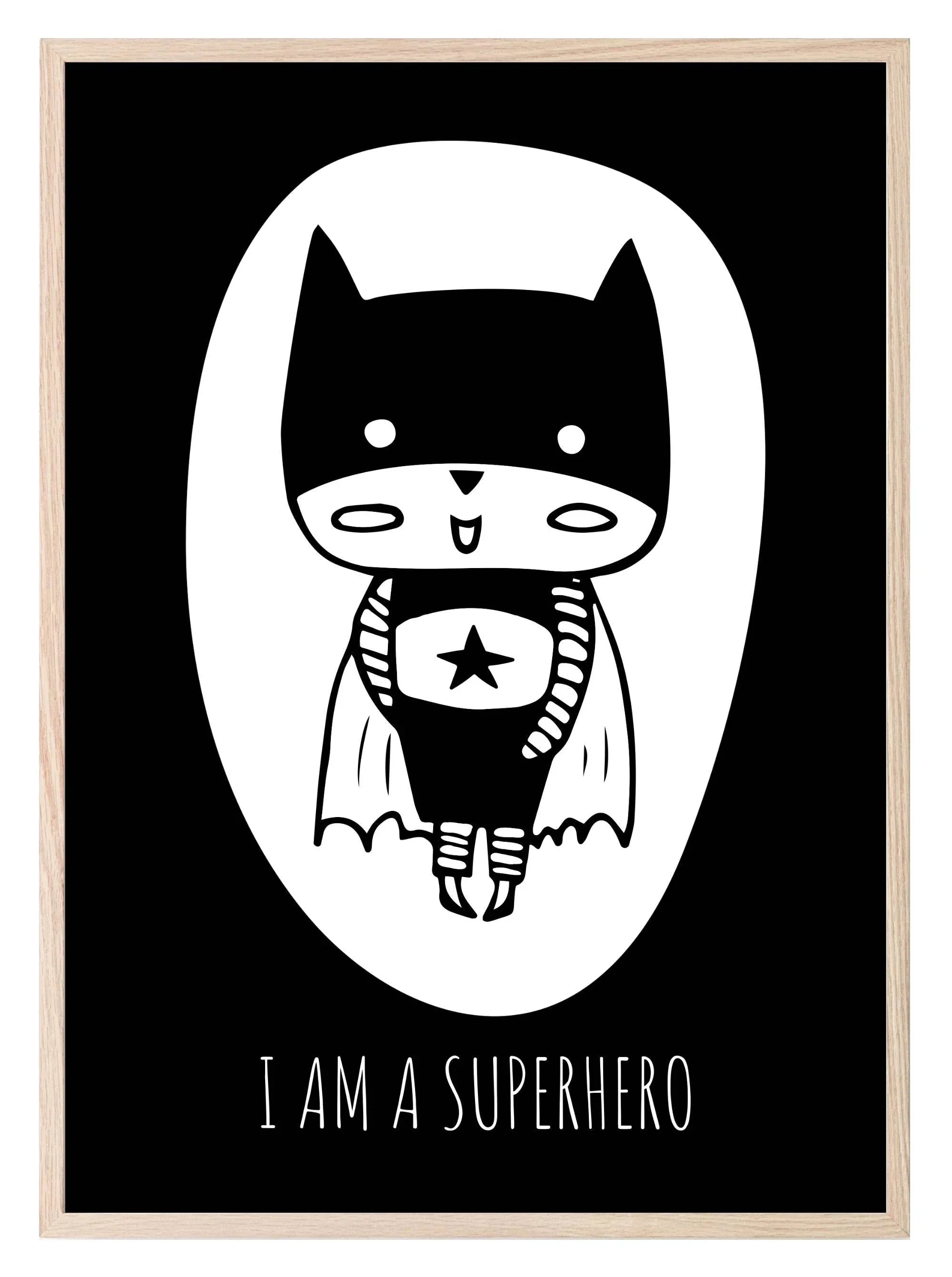 I Am A Superhero Print | Monochrome | Nursery Wall Art - Larosier Prints