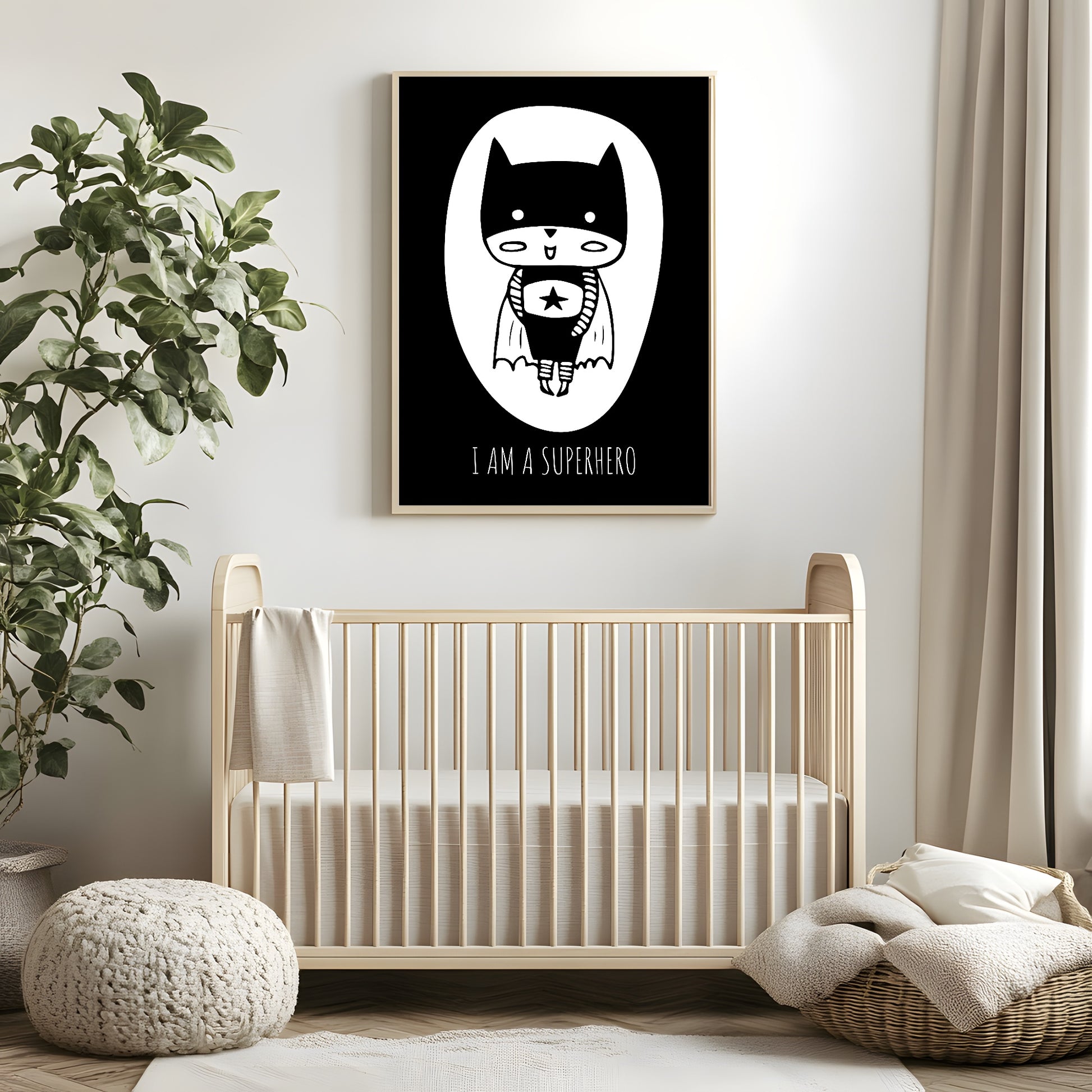 I Am A Superhero Print | Monochrome | Nursery Wall Art