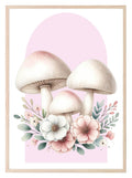 Mushrooms Print | Pink Arch | Floral | Woodland Collection | Nursery Wall Art - Larosier Prints