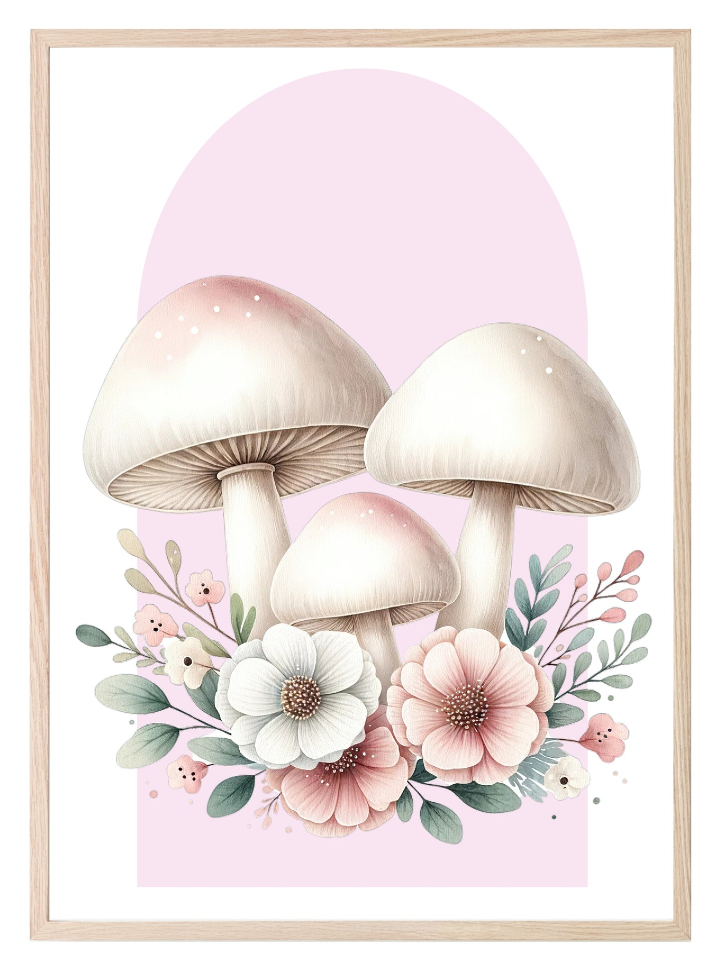 Mushrooms Print | Pink Arch | Floral | Woodland Collection | Nursery Wall Art