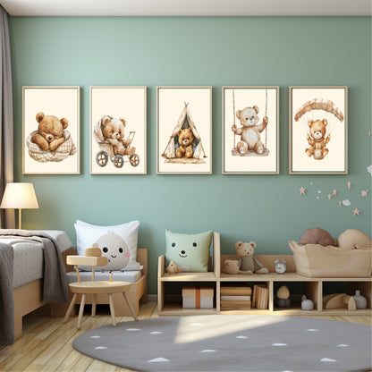 Teddy Sleeping Print | Vintage Teddy Collection | Nursery Wall Art