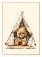 Teddy In Play Tent Print | Vintage Teddy Collection | Nursery Wall Art - Larosier Prints