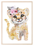 Cheetah Print | Floral & Gold | Nursery Wall Art - Larosier Prints