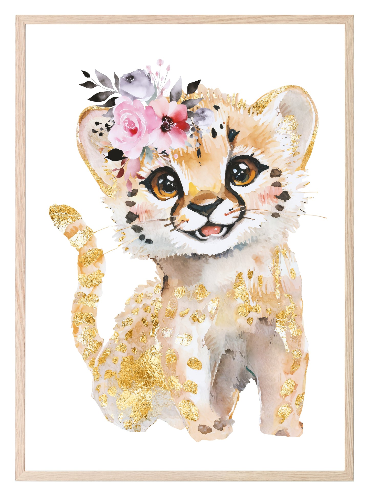 Cheetah Print | Floral & Gold | Nursery Wall Art