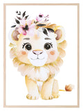 Lion Print | Floral & Gold | Nursery Wall Art - Larosier Prints