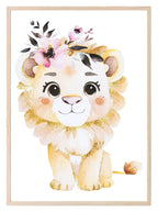 Lion Print | Floral & Gold | Nursery Wall Art - Larosier Prints