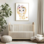 Lion Print | Floral & Gold | Nursery Wall Art - Larosier Prints