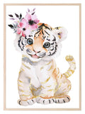 Lion Cub Print | Floral & Gold | Nursery Wall Art - Larosier Prints