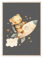 Teddy Astronaut Print | Vintage | Nursery Wall Art - Larosier Prints