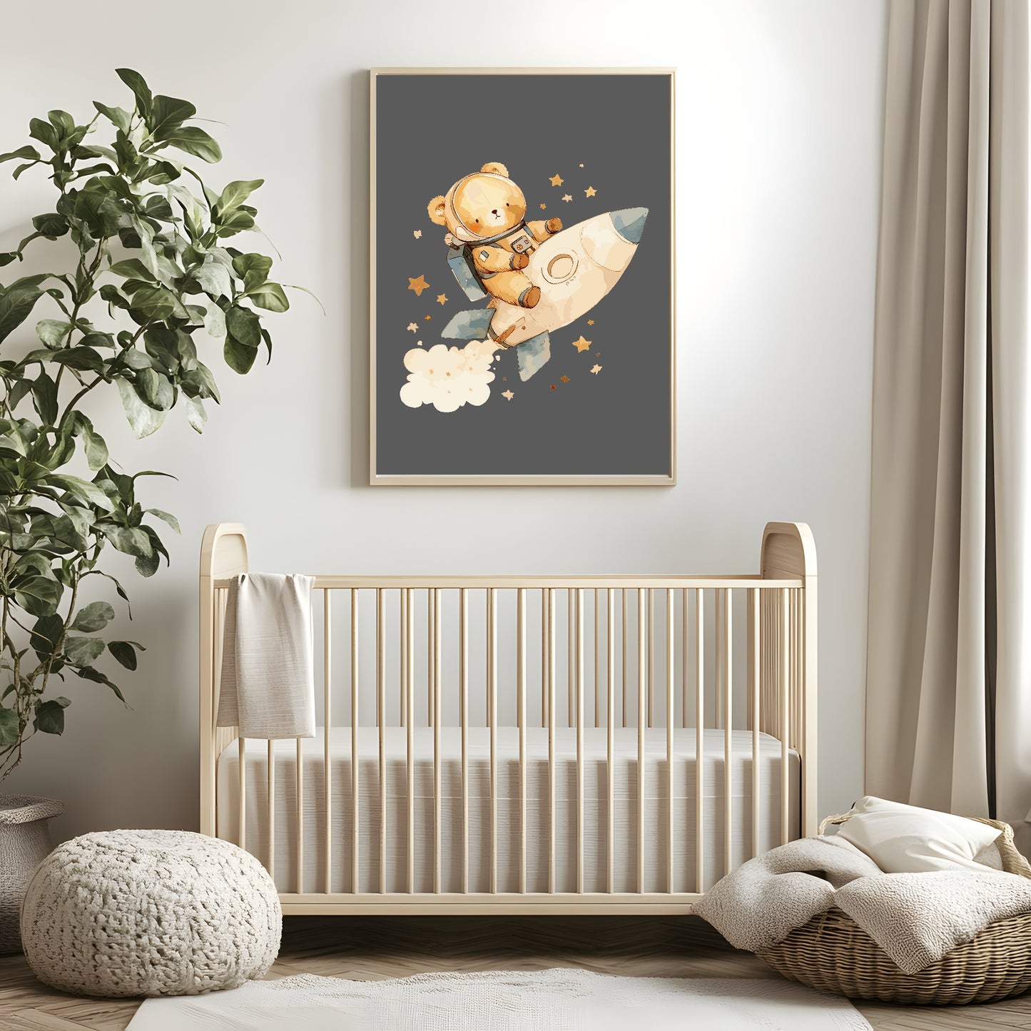 Teddy Astronaut Print | Vintage | Nursery Wall Art