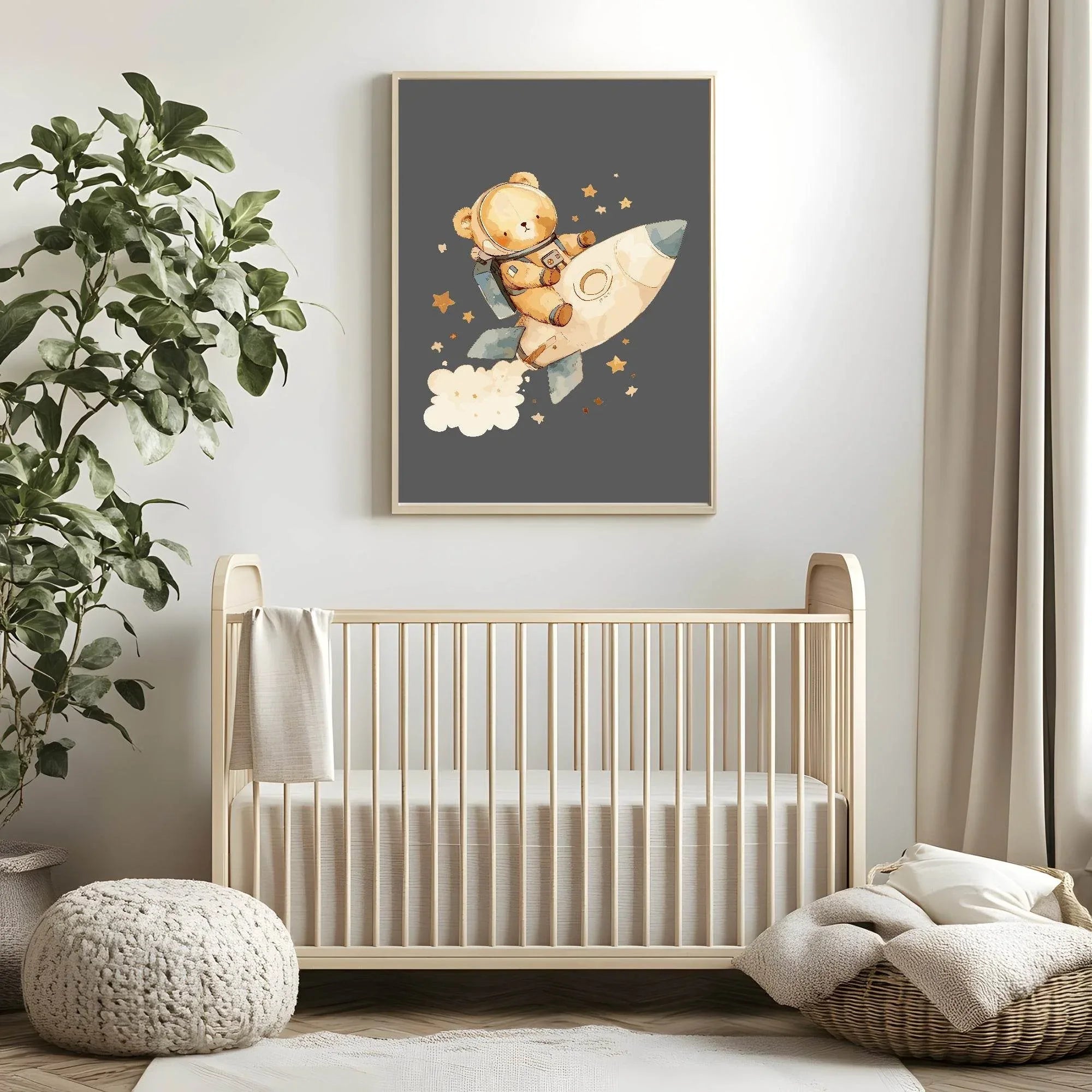 Teddy Astronaut Print | Vintage | Nursery Wall Art - Larosier Prints