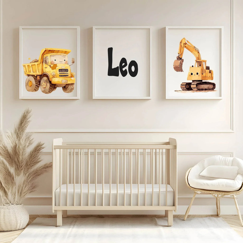 Cute Excavator Print | Nursery Wall Art - Larosier Prints