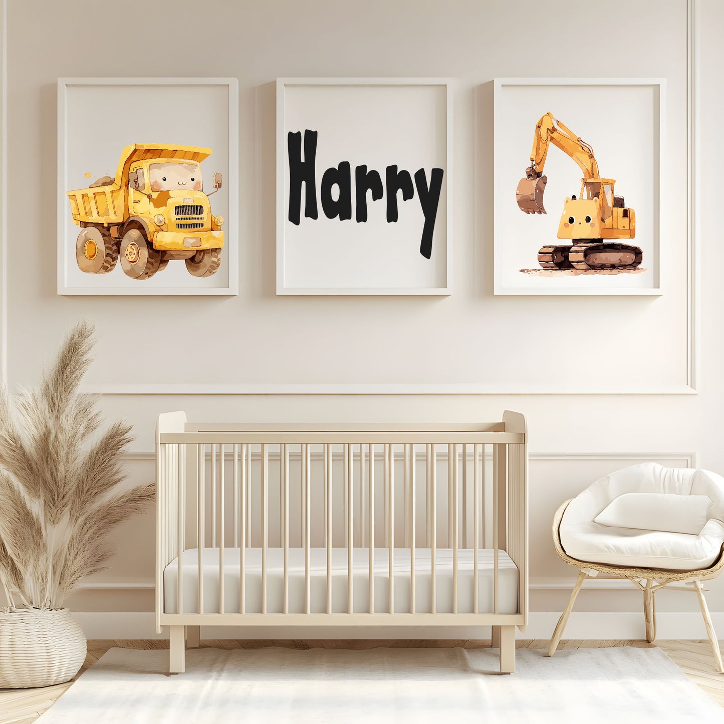 Cute E & DT Name Print | Personalised | Nursery Wall Art