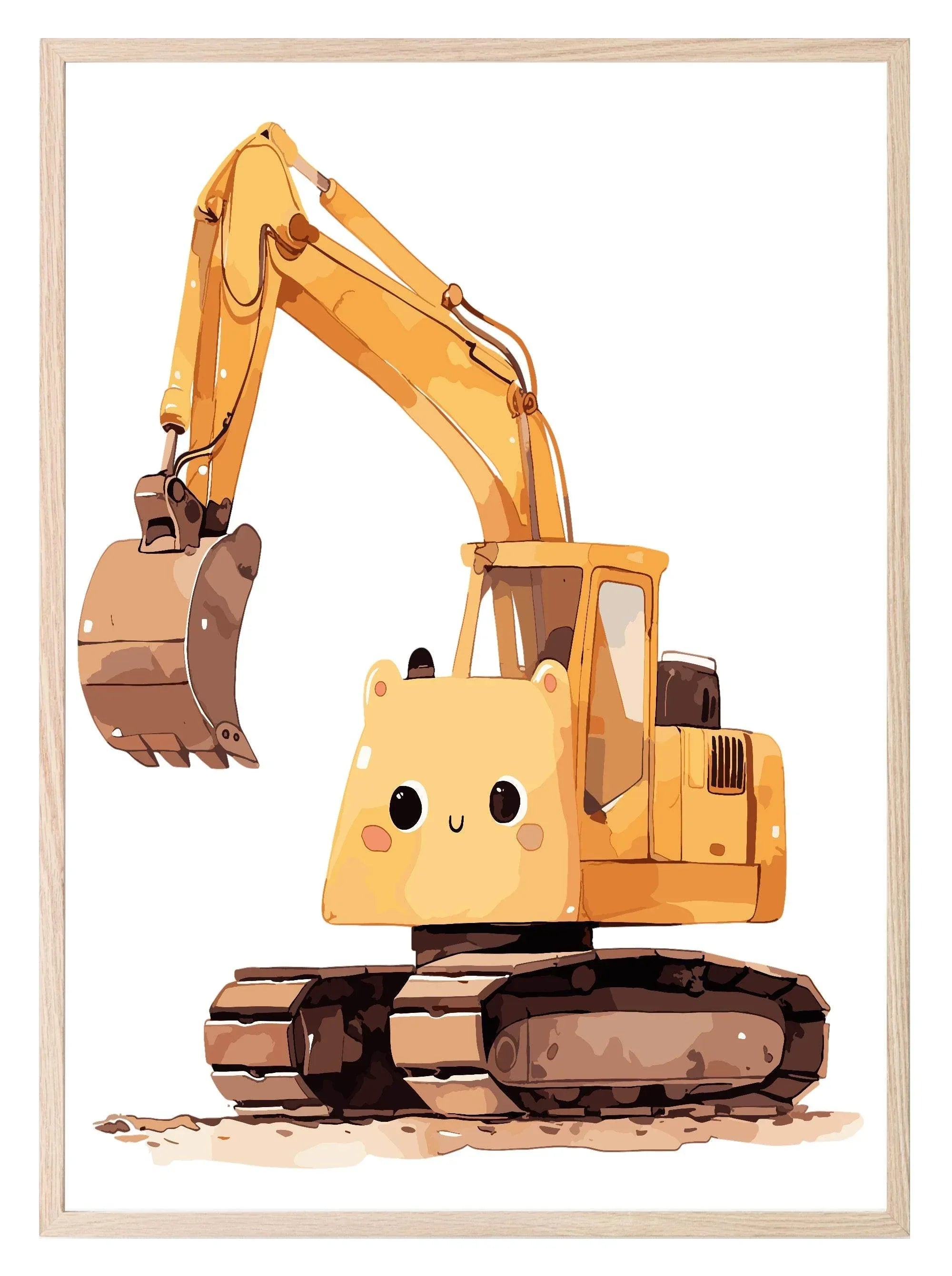 Cute Excavator Print | Nursery Wall Art - Larosier Prints