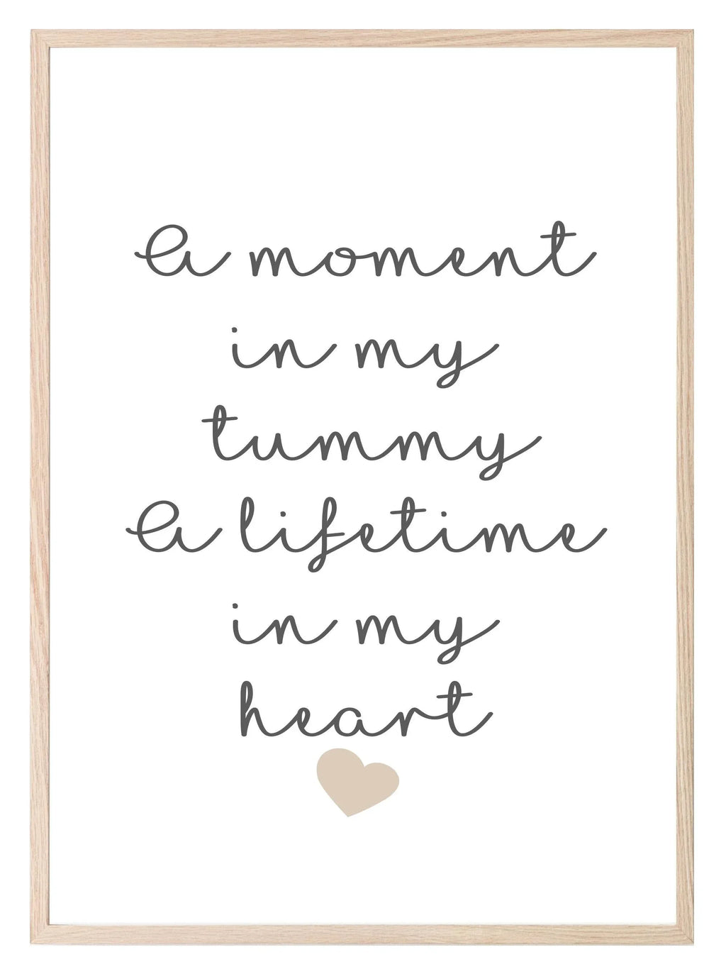 A Moment In My Tummy, A Life Time In My Heart Print | Family Wall Art | Customisable - Larosier Prints