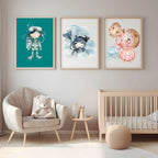 Scuba Diver Girl Print | Green | Nursery Wall Art - Larosier Prints