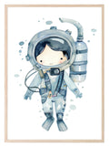 Scuba Diver Boy Print | Nursery Wall Art - Larosier Prints