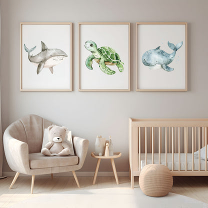 Shark Print | Watercolour | Nursery Wall Art