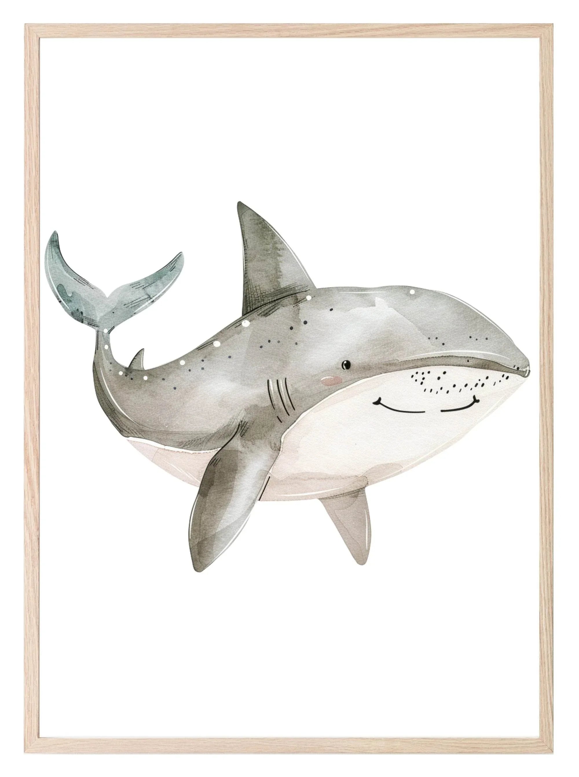 Shark Print | Watercolour | Nursery Wall Art - Larosier Prints