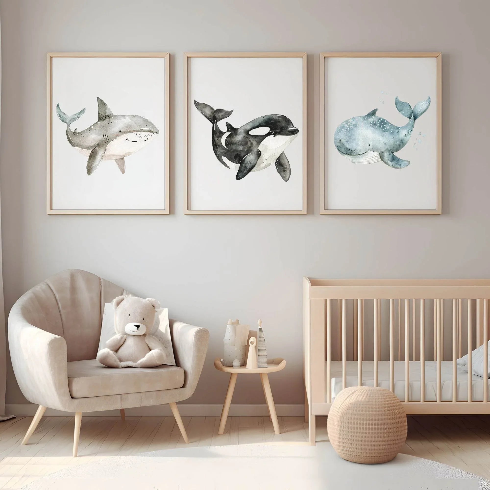 Shark Print | Watercolour | Nursery Wall Art - Larosier Prints