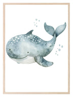 Blue Whale Print | Watercolour | Nursery Wall Art - Larosier Prints
