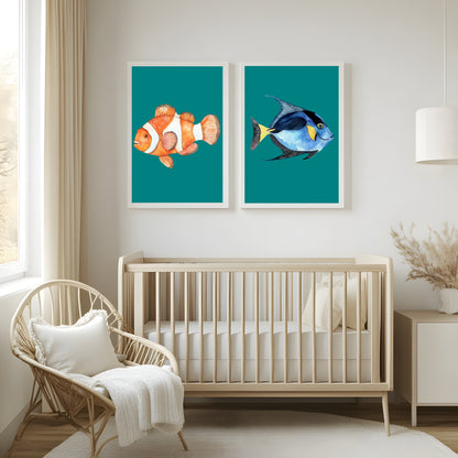 Dory Print | Blue Tang Fish | Watercolour | Nursery Wall Art