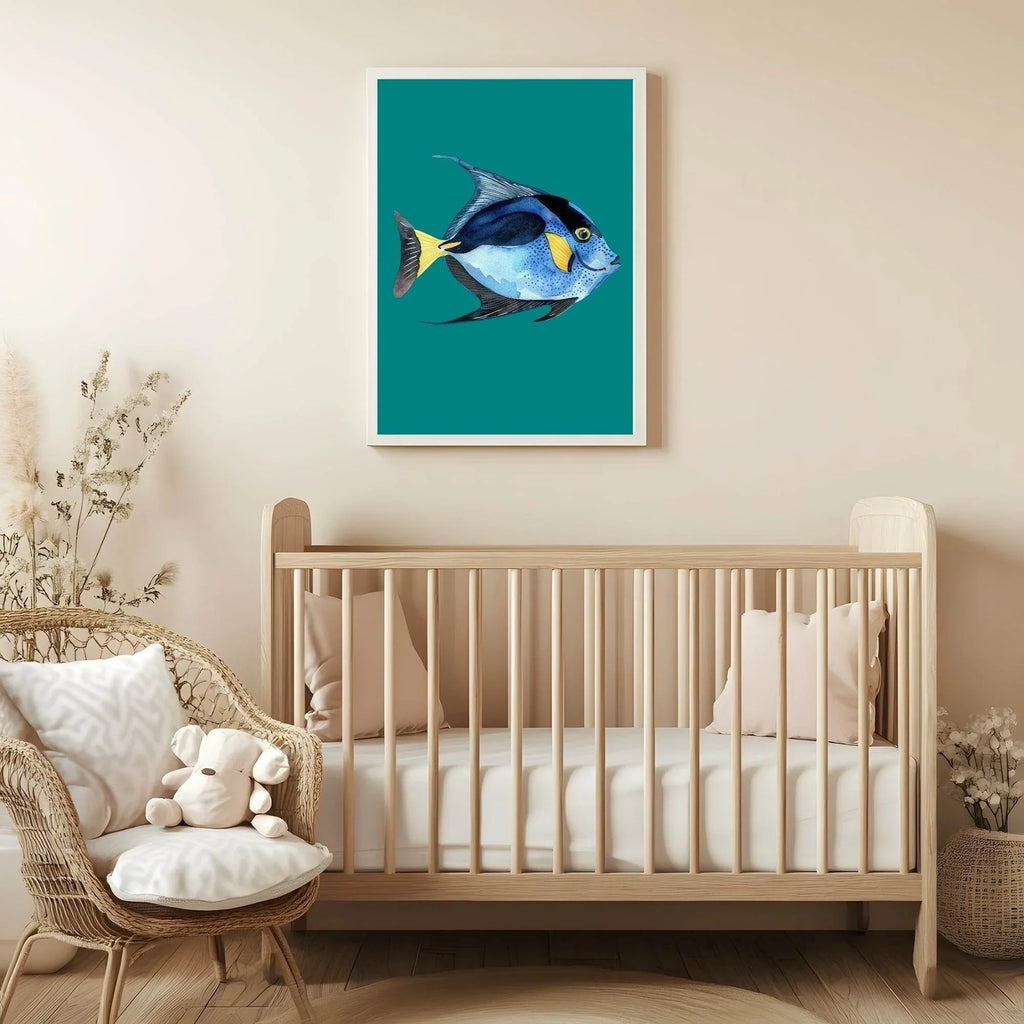 Dory Print | Blue Tang Fish | Watercolour | Nursery Wall Art - Larosier Prints
