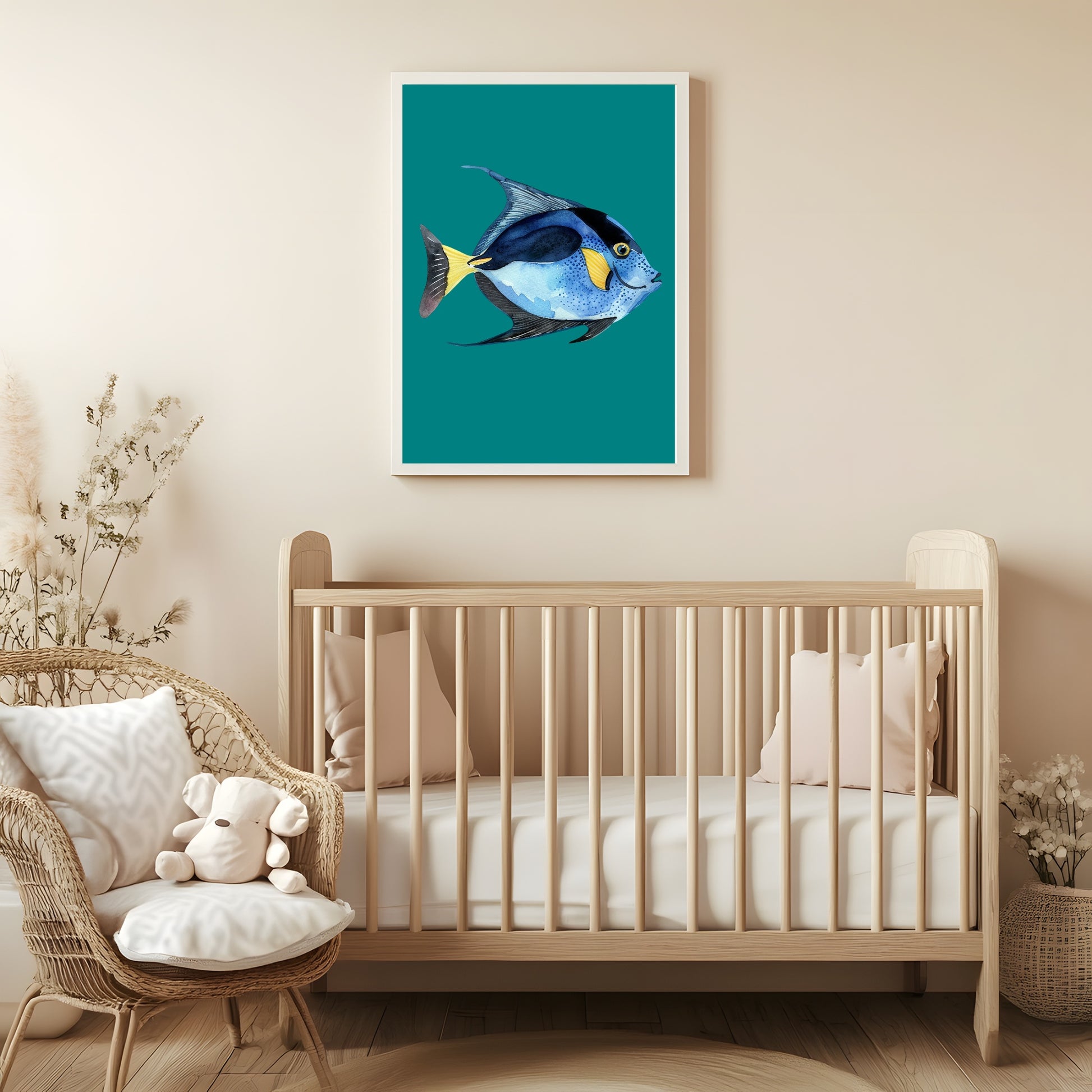 Dory Print | Blue Tang Fish | Watercolour | Nursery Wall Art