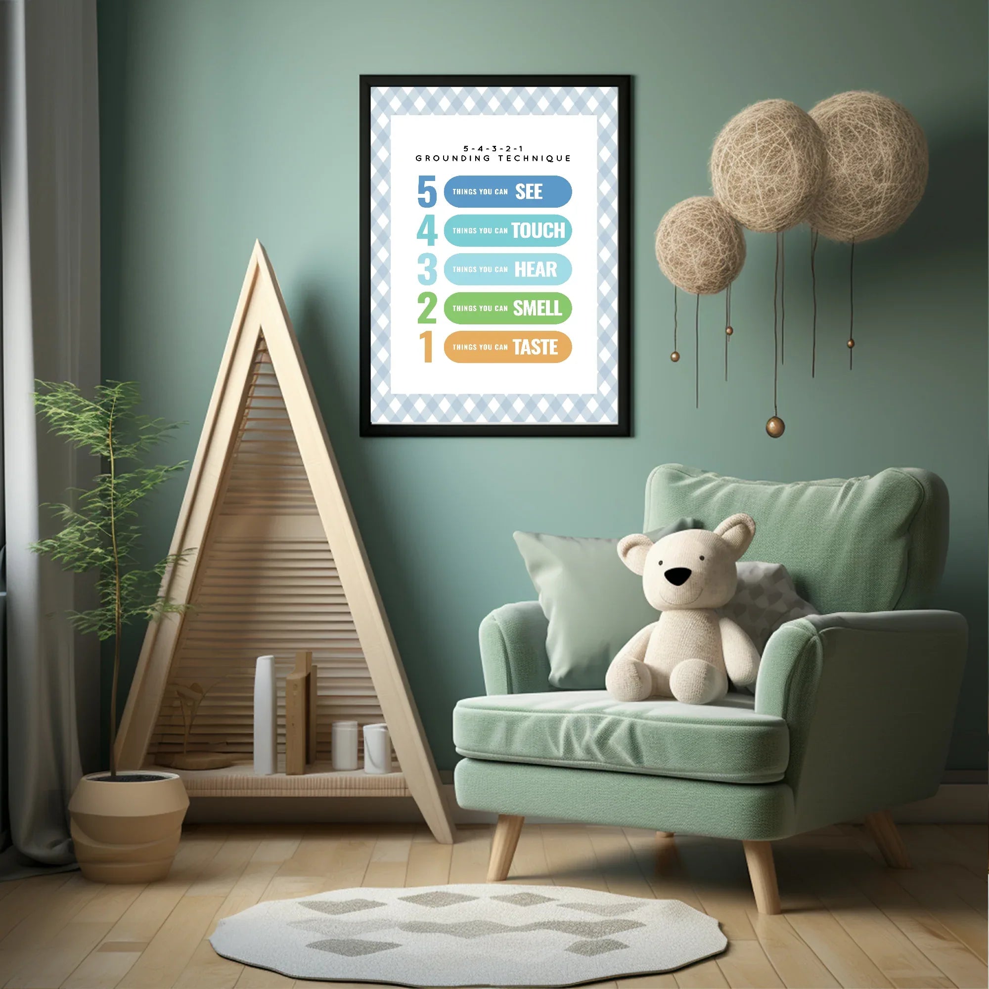 Pastel Plaid Grounding Technique Support Tool Wall Art | Blue, Pink or Mint Green - Larosier Prints