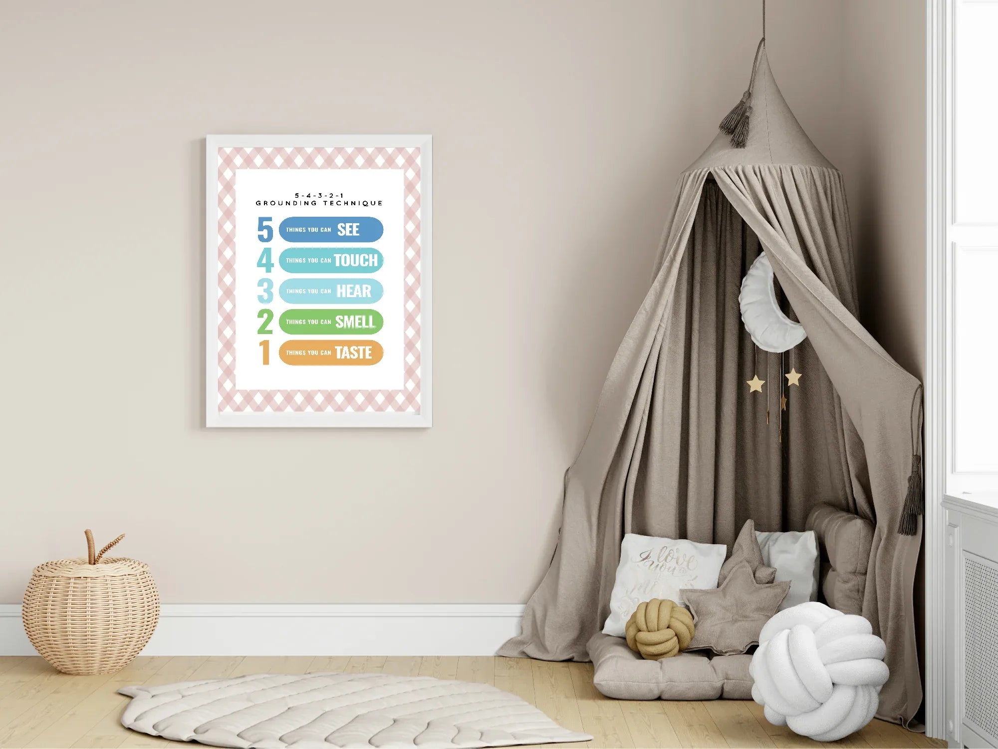 Pastel Plaid Grounding Technique Support Tool Wall Art | Blue, Pink or Mint Green - Larosier Prints