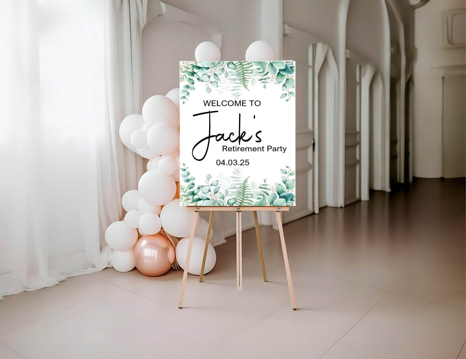 Eucalyptus Welcome Retirement Party Sign