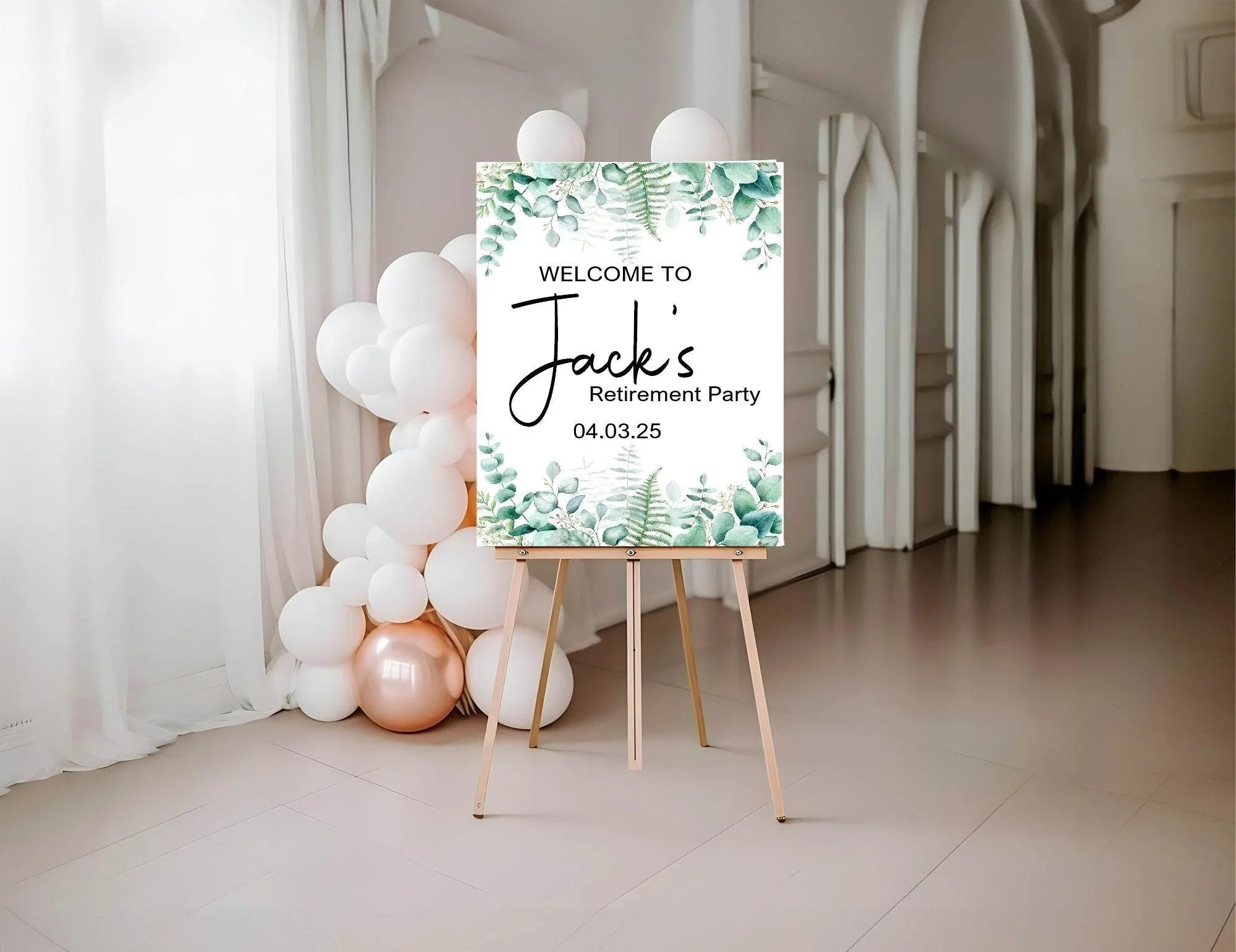 Eucalyptus Welcome Retirement Party Sign - Larosier Prints