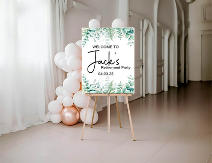 Eucalyptus Welcome Retirement Party Sign