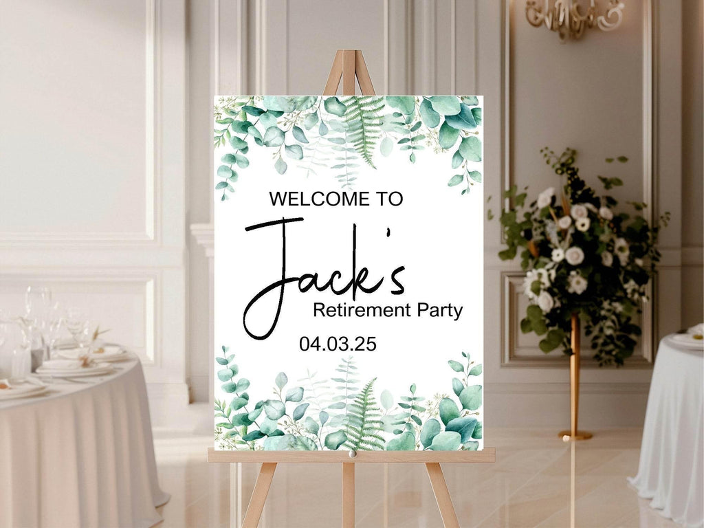 Eucalyptus Welcome Retirement Party Sign - Larosier Prints