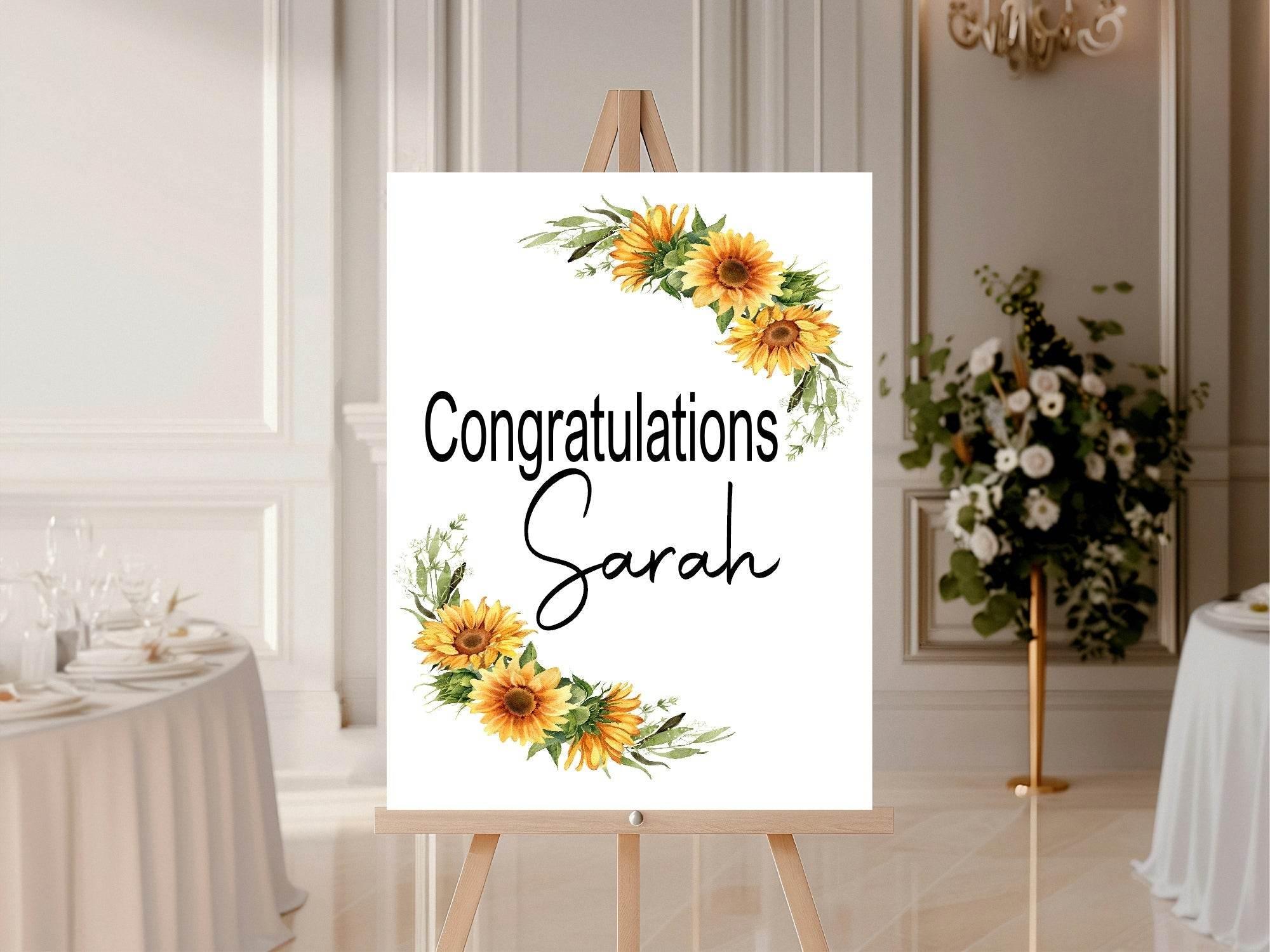 Sunflower Congratulations Party Sign - Larosier Prints
