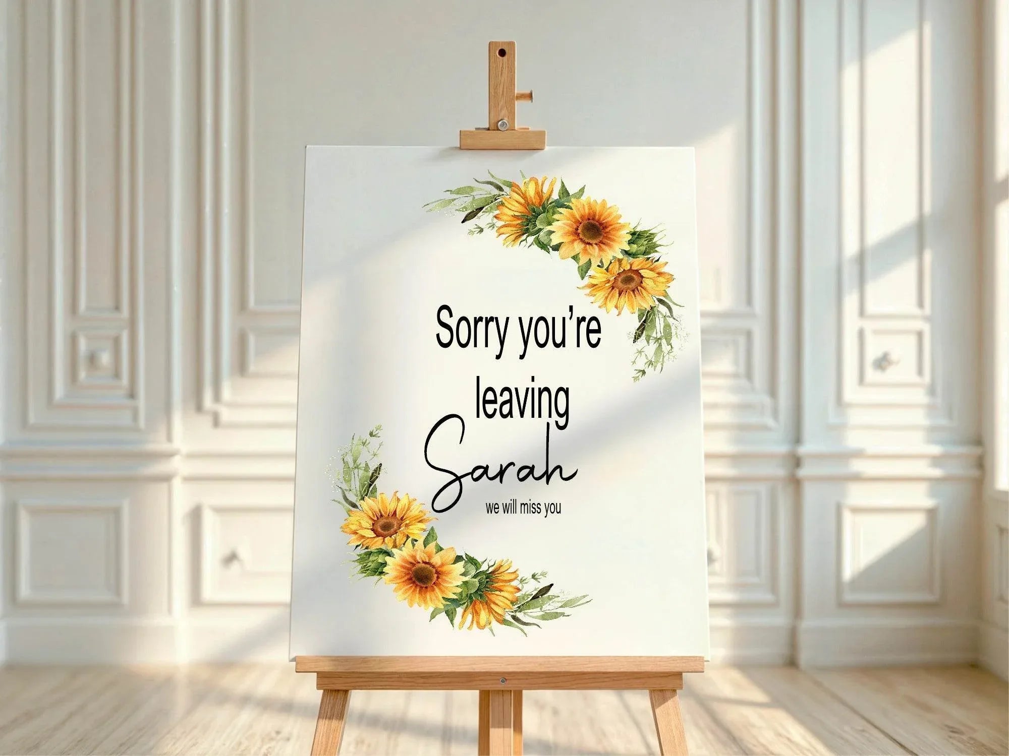 Sunflower Sorry You're Leaving Party Sign - Larosier Prints
