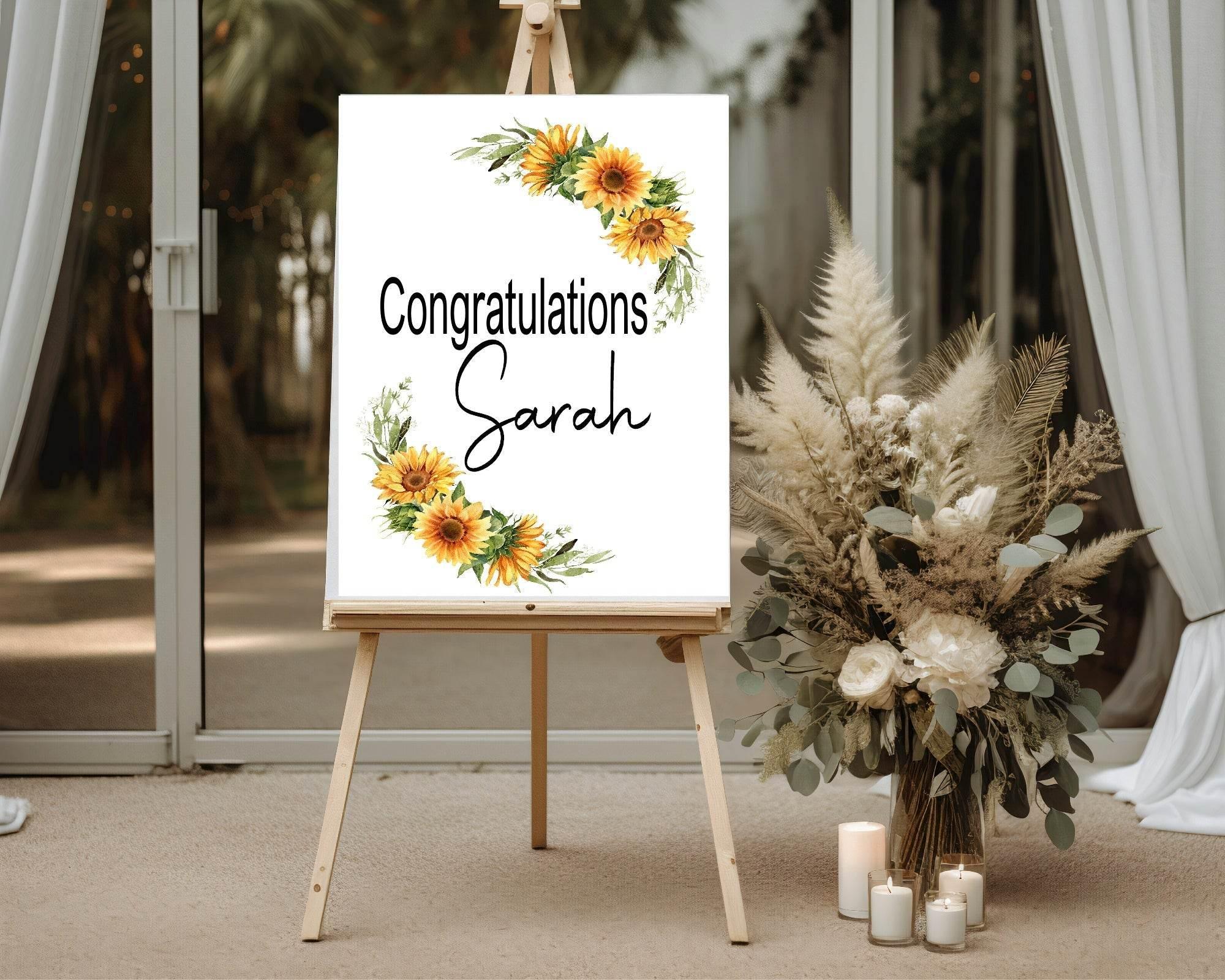 Sunflower Congratulations Party Sign - Larosier Prints