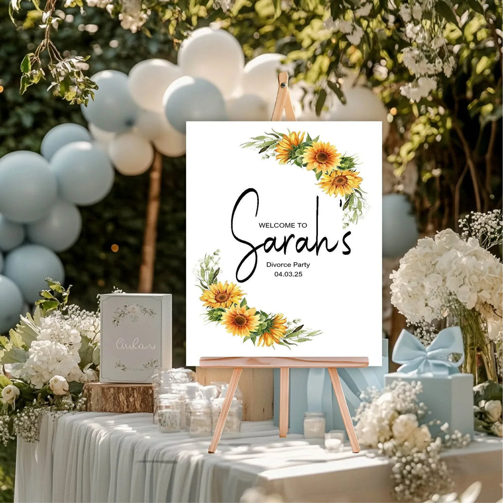 Sunflower Welcome Divorce Party Sign - Larosier Prints