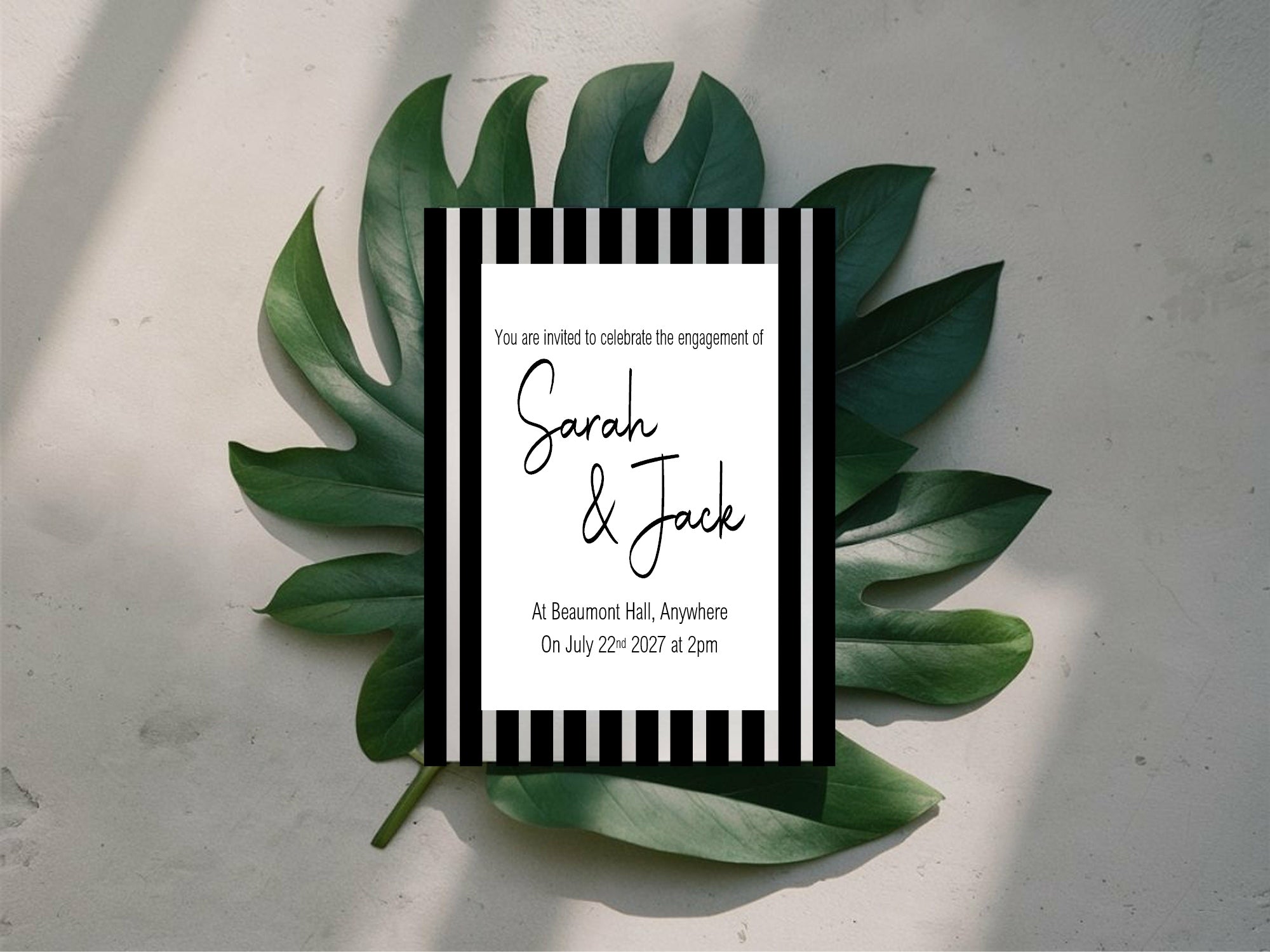 Black & White Stripe Engagement Party Invitations | Personalised | Pack of 10