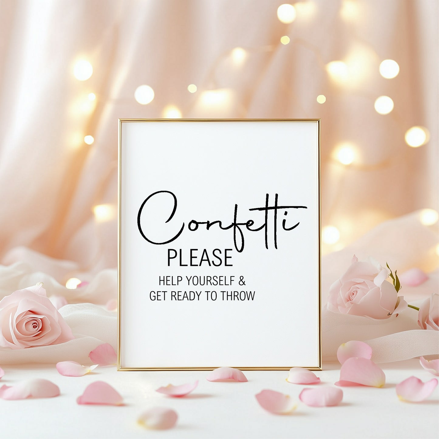 Minimalist Confetti Wedding Sign | Black & White