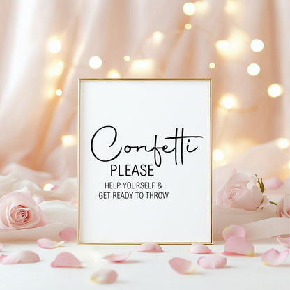 Minimalist Confetti Wedding Sign | Black & White