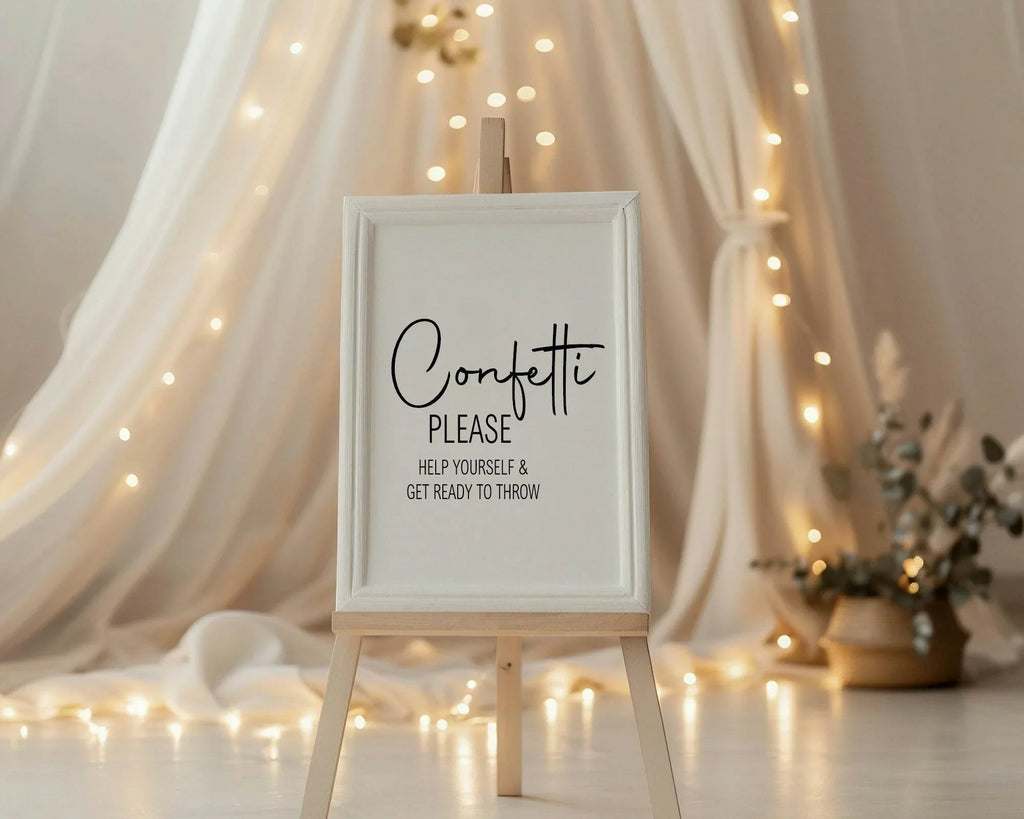 Minimalist Confetti Wedding Party Sign - Larosier Prints