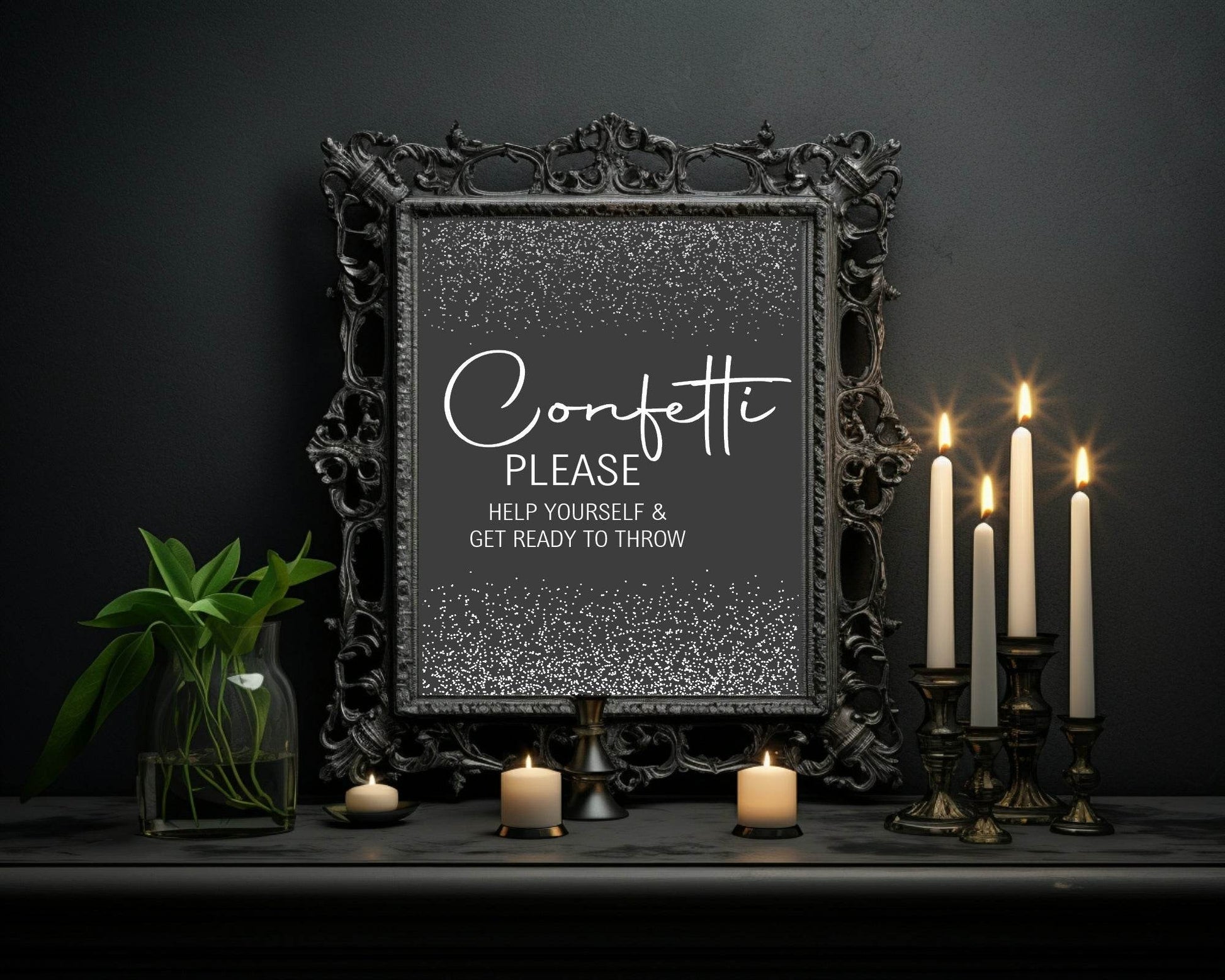 Gothic Confetti Wedding Party Sign