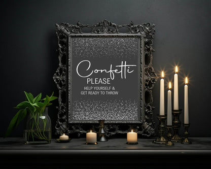 Gothic Confetti Wedding Party Sign