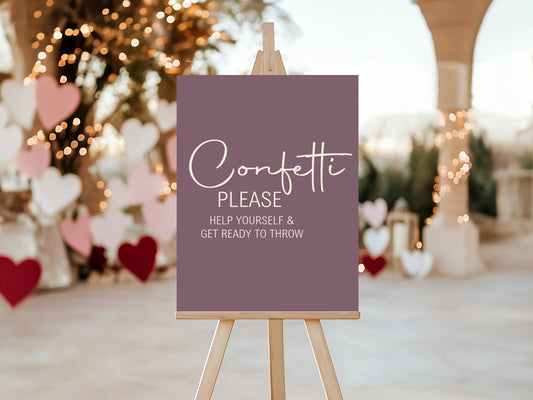 Heather Confetti Wedding Party Sign