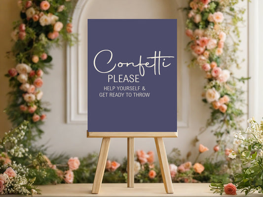 Sapphire Confetti Wedding Party Sign