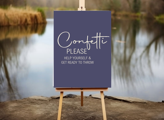 Sapphire Confetti Wedding Party Sign