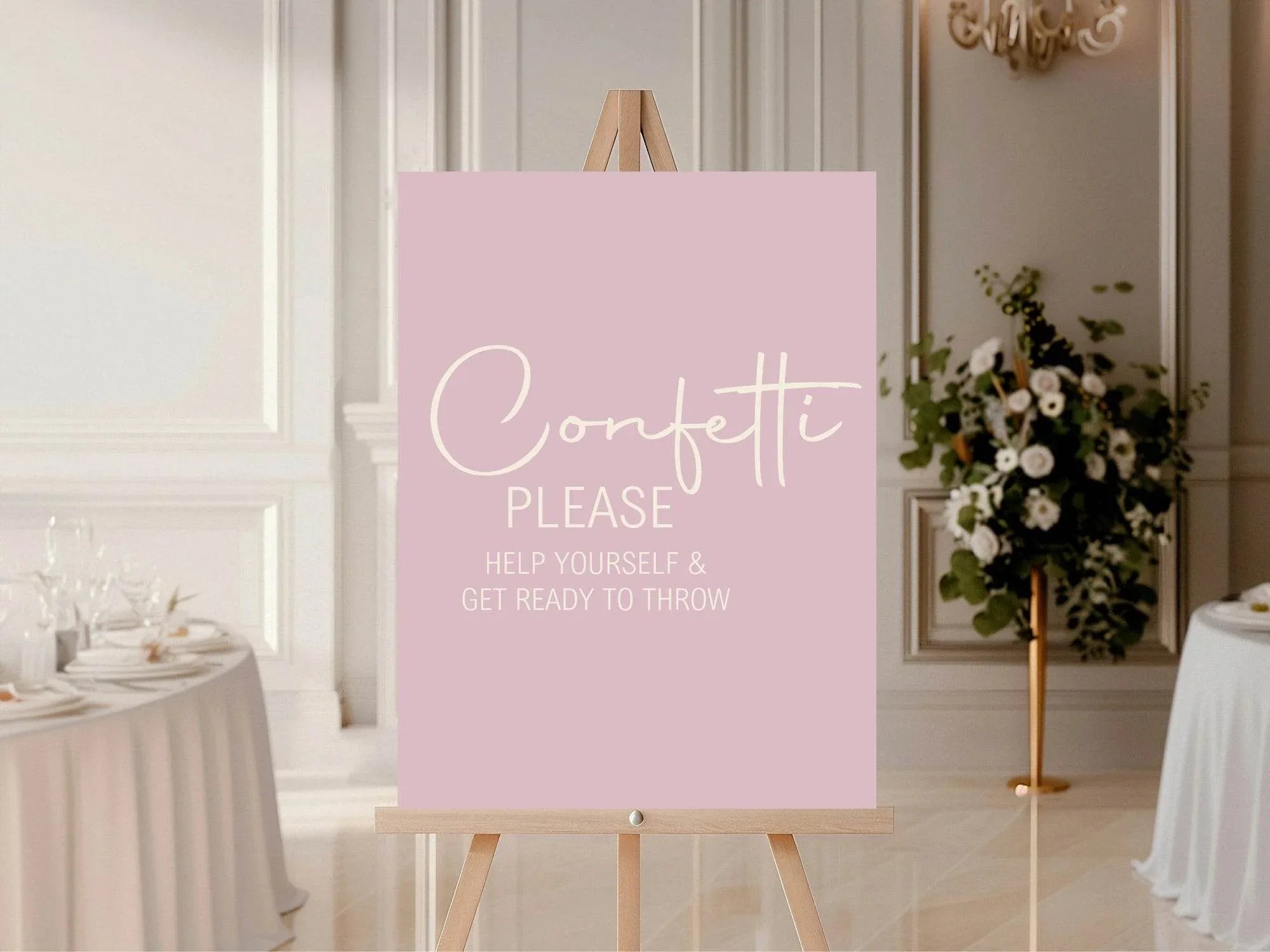 Dusky Pink Confetti Wedding Party Sign - Larosier Prints
