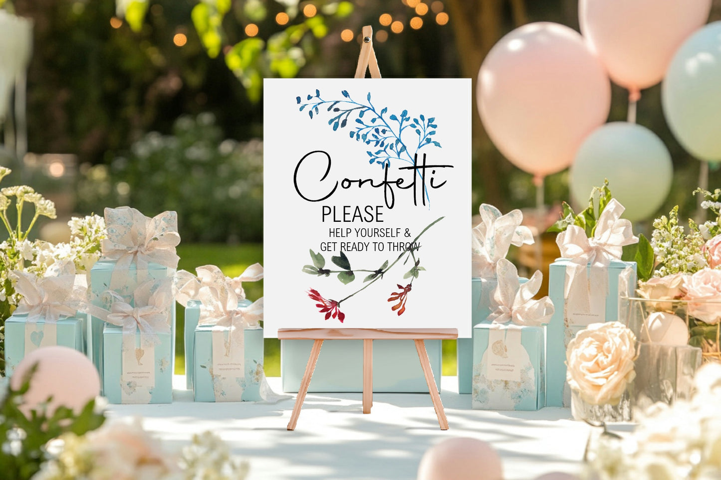 Wild Flowers Confetti Wedding Sign